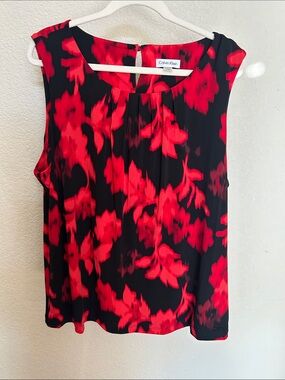Calvin Klein Black Camisole with Red Floral Print